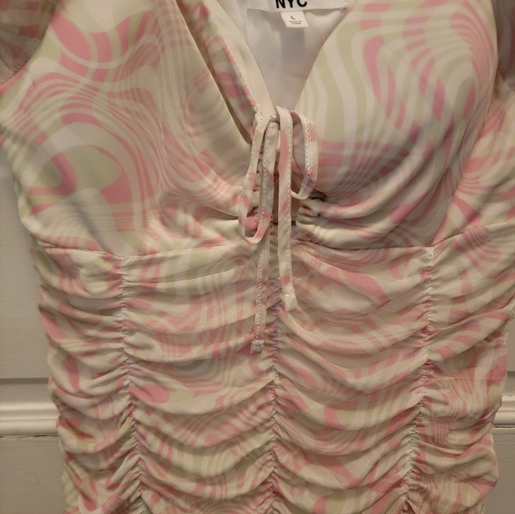 Madden Bodycon Mini Swirl Patterned Ruched Dress - Picture 2 of 4